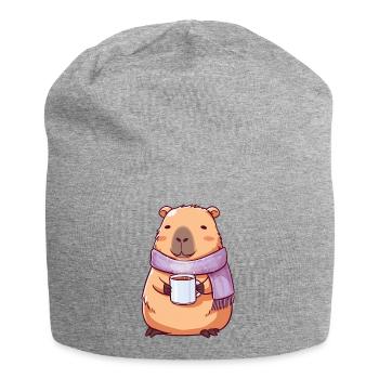 Capybara mignon cosy – Animal kawaii - Bonnet en jersey - gris chiné - Devant