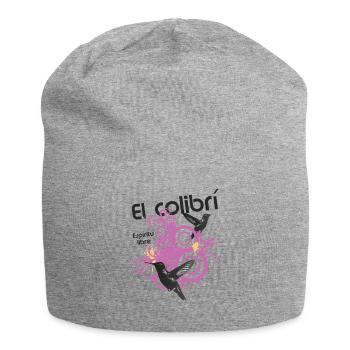 Hummingbirds and purple scrolls - Jersey Beanie - heather grey - Front