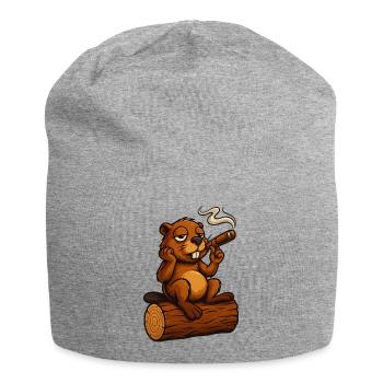 Chillender Biber mit Zigarre - Jersey-Beanie - Grau meliert - Vorne
