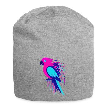 Glitch pixelated Geek parrot - Jersey Beanie - heather grey - Front