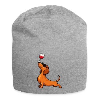 Dackel Weinliebhaber Wiener Hundemama Weenie - Jersey-Beanie - Grau meliert - Vorne