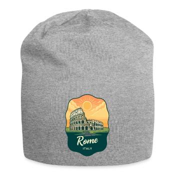 Romer Kolosseum Retro Sonnenuntergangs-Reiseabzeichen - Jersey-Beanie - Grau meliert - Vorne