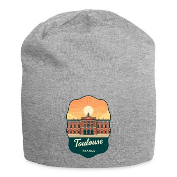 Toulouse Capitole Retro Sonnenuntergang Reiseabzeichen - Jersey-Beanie - Grau meliert - Vorne