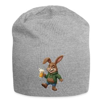 Osterhase Bier Hase Bierglas Party Feiern Ostern - Jersey-Beanie - Grau meliert - Vorne