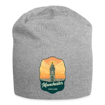 Manchester Town Hall Vintage Sunset Badge - Jersey Beanie - heather grey - Front