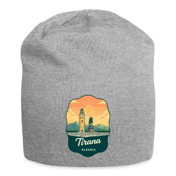 Insigne de voyage vintage de la place Skanderbeg de Tirana - Bonnet en jersey - gris chiné - Devant
