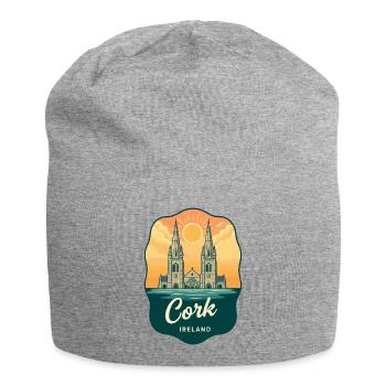 Cork Ireland Retro Sunset Travel Badge - Jersey Beanie - heather grey - Front