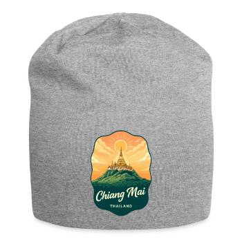 Chiang Mai Doi Suthep Retro-Reiseabzeichen - Jersey-Beanie - Grau meliert - Vorne