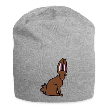 Brauner Hase - Jersey-Beanie - Grau meliert - Vorne