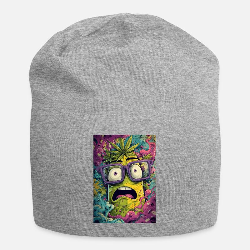 Psychedelische Ananas mit Brille - Jersey-Beanie - Grau meliert