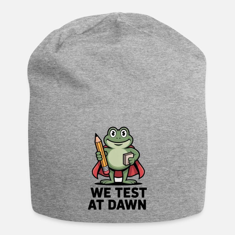 Teacher Frog We Test At Dawn Test Day Coordinator  - Jersey Beanie - heather grey