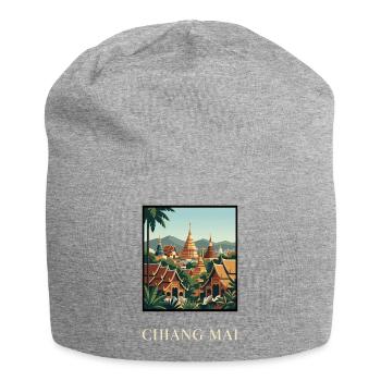 Chiang Mai Temples in Golden Sunset Thailand - Jersey Beanie - heather grey - Front