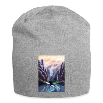 Orcas springen im Bergtal - Jersey-Beanie - Grau meliert - Vorne
