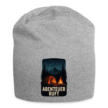 Abenteuer ruft: Nachtlager am Feuer - Jersey-Beanie - Grau meliert - Vorne