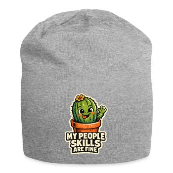 Kaktus Spruch Meine Leute Skills - Jersey-Beanie - Grau meliert - Vorne
