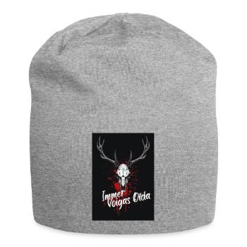 Geweih Schädel mit Rotspritzer - Jersey-Beanie - Grau meliert - Vorne