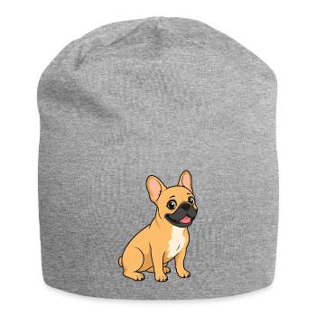 Cheerful French Bulldog in cartoon style - Jersey Beanie - heather grey - Front