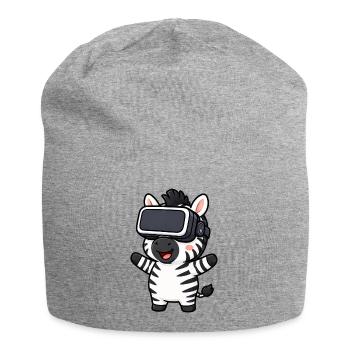 Mignon joueur de dessins animés Zebra Réalité virtuelle - Bonnet en jersey - gris chiné - Devant