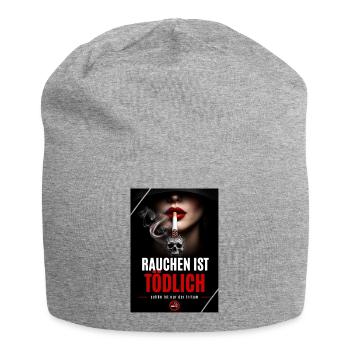 Rauchen ist tödlich – Skulldrop - Jersey-Beanie - Grau meliert - Vorne