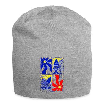Quadre Provence Méditerranée pop art coloré - Bonnet en jersey - gris chiné - Devant