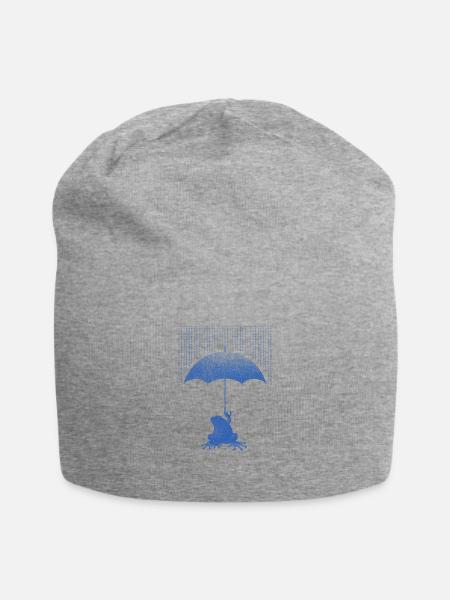 Frosch mit Regenschirm im Regen - Jersey-Beanie - Grau meliert
