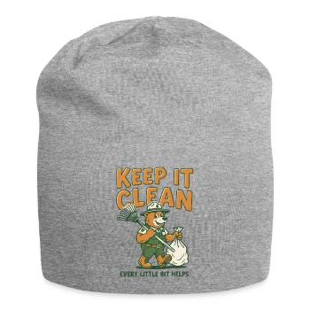Keep It Clean Bear Cleanup Graphic - Jersey Beanie - heather grey - Front