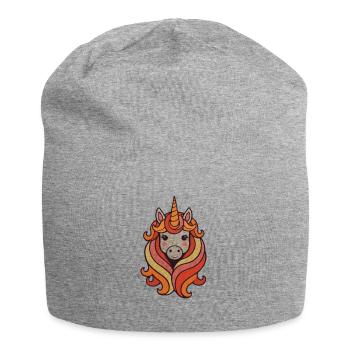 Einhorn Bunte Regenbogen Mähne Design - Jersey-Beanie - Grau meliert - Vorne
