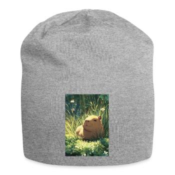 Sun hamster in the grass - Jersey Beanie - heather grey - Front