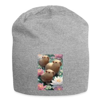 Pastel lotus capybaras - Jersey Beanie - heather grey - Front