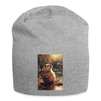 Autumn marmot in reflection - Jersey Beanie - heather grey - Front