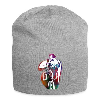 Female silhouette in colorful LOVE - Jersey Beanie - heather grey - Front