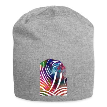 Colorful Walrus in Watercolor Lines - Jersey Beanie - heather grey - Front