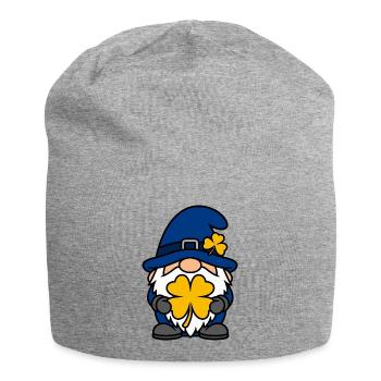 Colorful Lucky Dwarf with Shamrock - Jersey Beanie - heather grey - Front