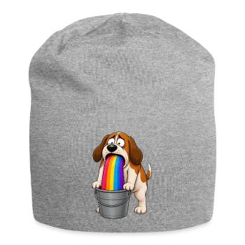Seaux de chiens arc-en-ciel qui vomissent - Bonnet en jersey - gris chiné - Devant