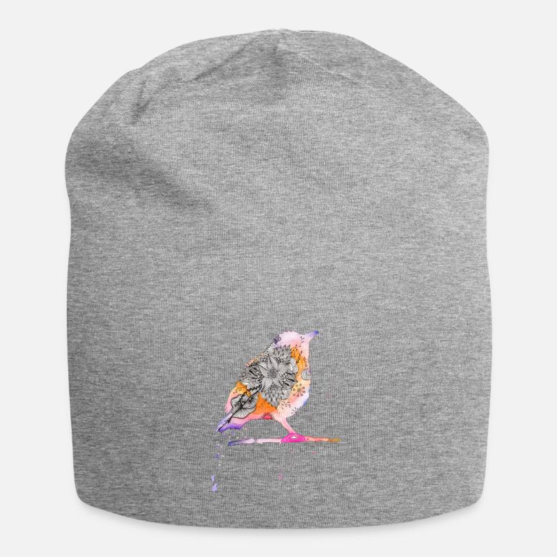 oiseau - Bonnet en jersey - gris chiné