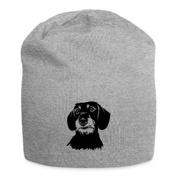Rauhaarteckel - Dackel - Jersey-Beanie - Grau meliert - Vorne