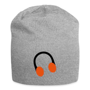 retro over ear headphone head phones - Jersey Beanie - heather grey - Front