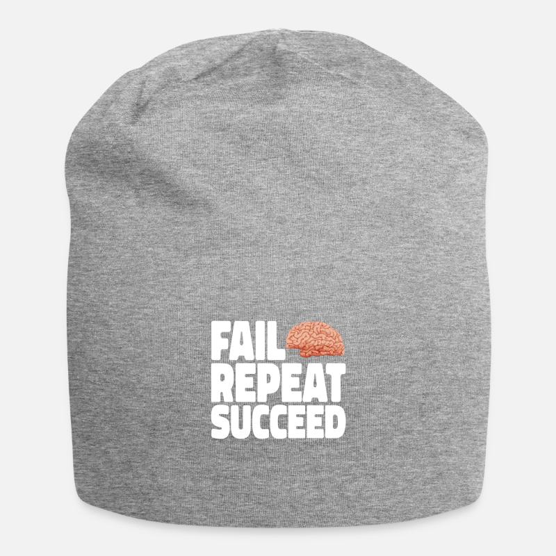 Fail into Succeed white - Jersey Beanie - heather grey
