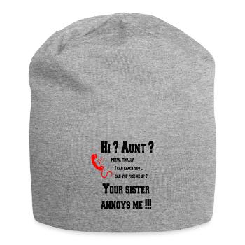 Salut tante? ta sœur m'ennuie! - Bonnet en jersey - gris chiné - Devant