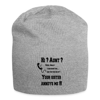 Salut tante? ta sœur m'ennuie! - Bonnet en jersey - gris chiné - Devant