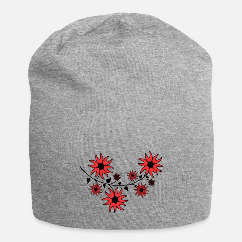 Blume hellrot - Jersey-Beanie - Grau meliert