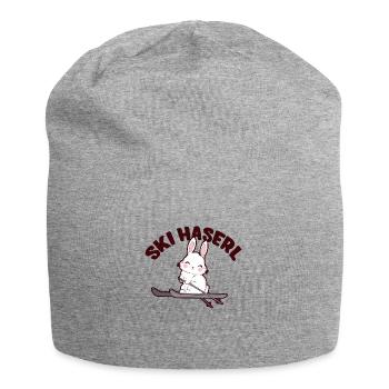 Skifahrerin Skihase Skihasen Skihaserl Skihäschen - Jersey-Beanie - Grau meliert - Vorne
