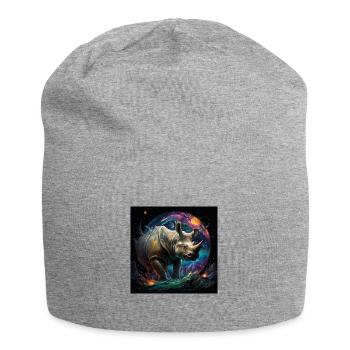 Cosmic Rhino - Jersey Beanie - heather grey - Front
