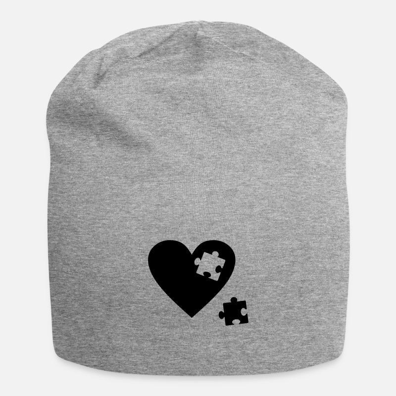 Herz Puzzle - Jersey-Beanie - Grau meliert