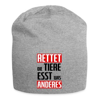Rettet die Tiere esst was anderes - Jersey-Beanie - Grau meliert - Vorne
