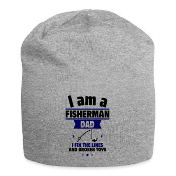 Papa pêcheur, cadeau de fête des pères - Bonnet en jersey - gris chiné - Devant