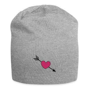 coeur violet coeurs violet rouge saint valentin - Bonnet en jersey - gris chiné - Devant