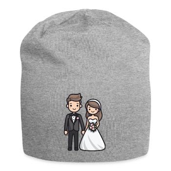 Jeunes mariés, Mariage, Mariée, Marié - Bonnet en jersey - gris chiné - Devant