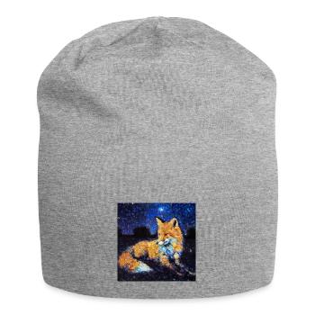 Fuchs unter einem Sternenhimmel - Jersey-Beanie - Grau meliert - Vorne