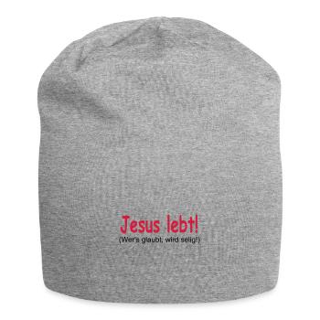 Jesus Lebt - Wer's glaubt wird selig! - Jersey-Beanie - Grau meliert - Vorne